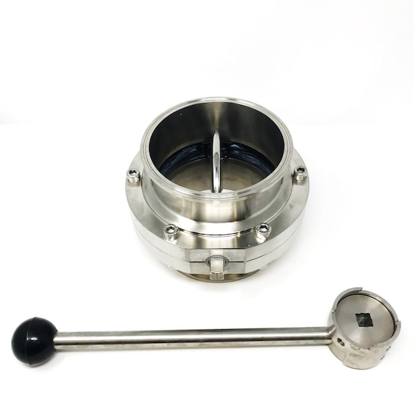 Sanitary Butterfly Valve 6"Tri Clamp EPDM 316L SS 4-Pos Handle